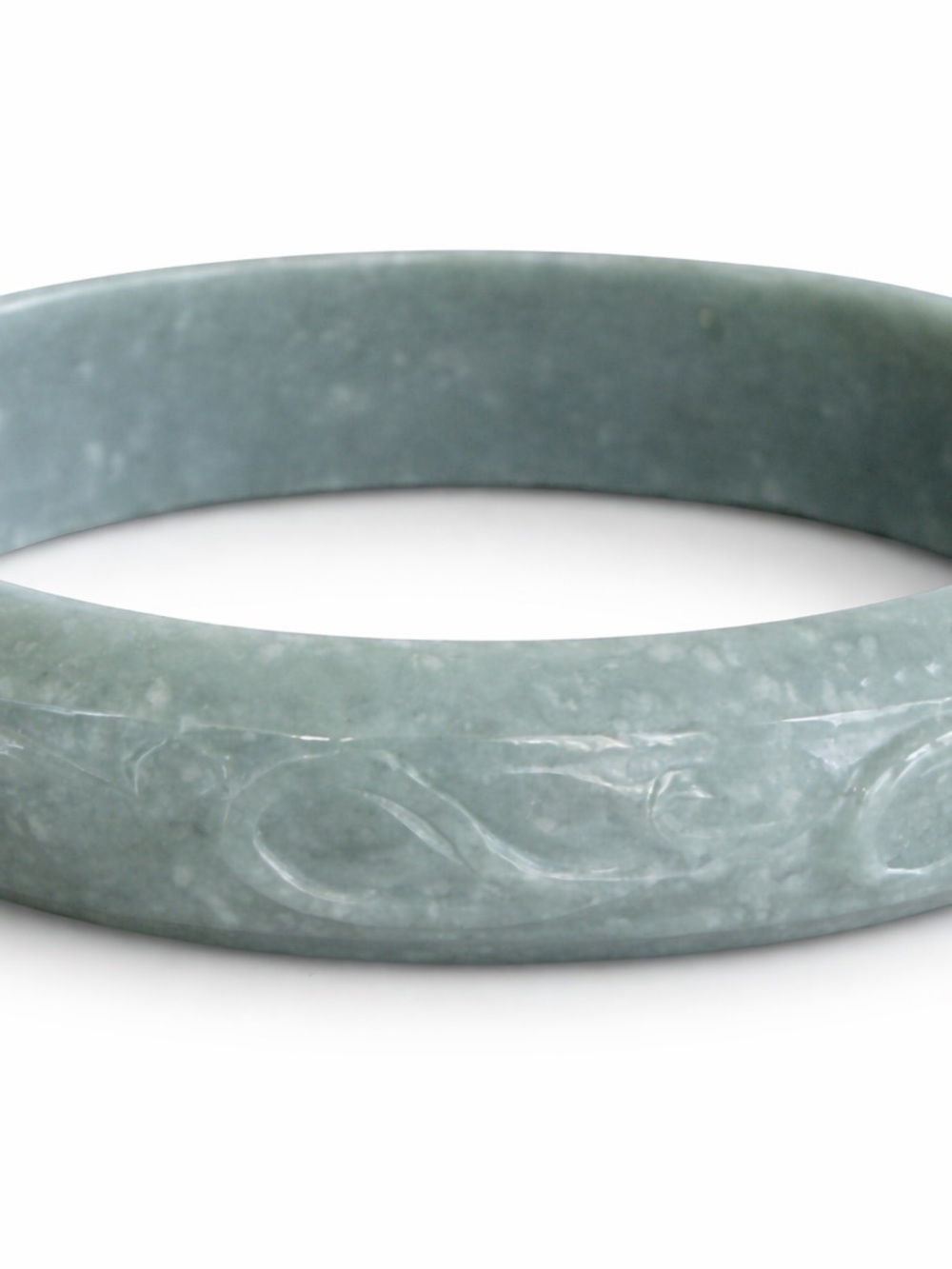 Natural Grade A Blue Water Carved Jadeite Jade Bezel Bangle From Guatemala New